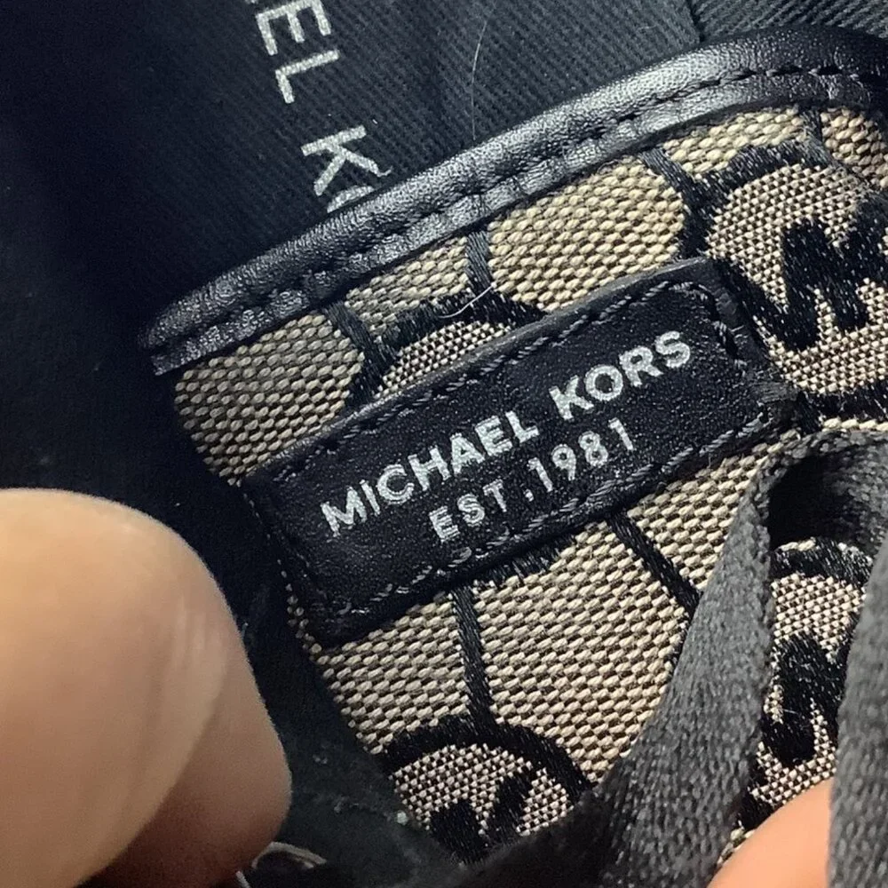 Michael Kors Womens MK Logo Monogram City Sneakers Sz 8M Black & Tan Rubber Sole